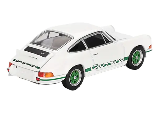 Porsche 911 Carrera RS 2.7 Grand Prix White with Green Stripes and Wheels Limited Edition 1/64 Diecast Model Car by Mini GT #3