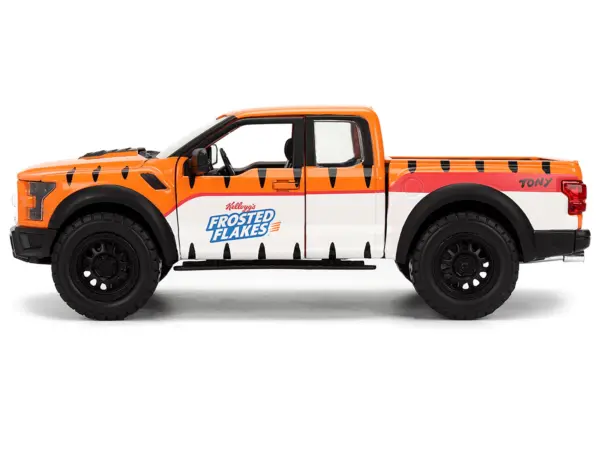 2017 Ford F-150 Raptor Pickup Truck "Frosted Flakes" Orange with Graphics and Tony the Tiger Diecast Figure "Hollywood Rides" Series 1/24 Diecast Model Car by Jada #3