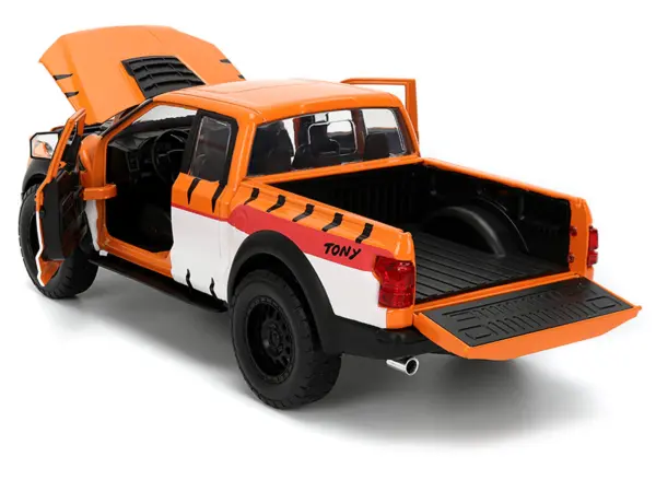 2017 Ford F-150 Raptor Pickup Truck "Frosted Flakes" Orange with Graphics and Tony the Tiger Diecast Figure "Hollywood Rides" Series 1/24 Diecast Model Car by Jada #4