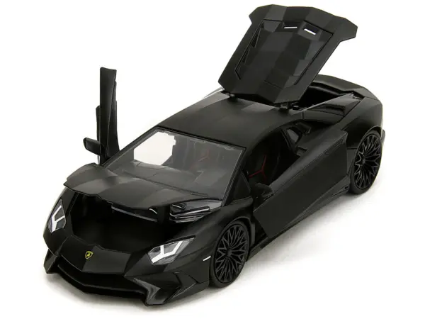 Shaw's Lamborghini Aventador Matt Black "Furious 7" (2015) Movie "Fast & Furious" Series 1/24 Diecast Model Car by Jada #2