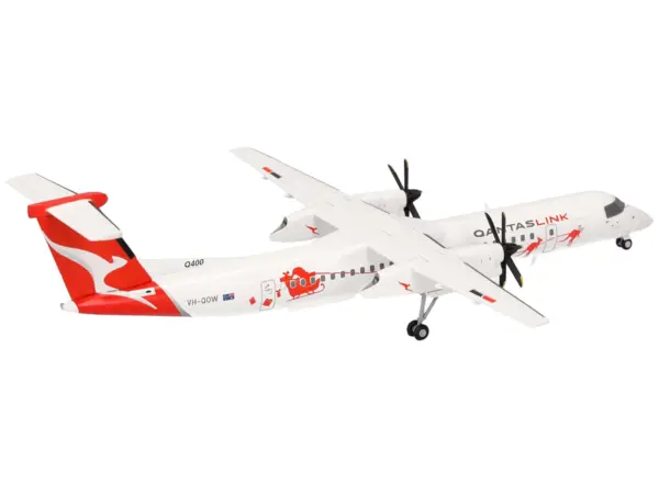 Bombardier Q400 Commercial Aircraft "QantasLink - Dasher-8 Livery" (VH-QOW) White with Graphics 1/200 Diecast Model Airplane by Herpa #3