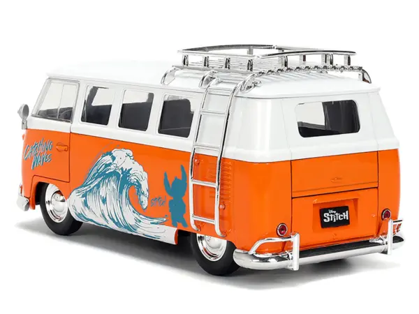 1961 Volkswagen Bus "Catching Waves" White and Orange with Stich Diecast Figure "Disney's Stitch" "Hollywood Rides" Series 1/24 Diecast Model by Jada #4