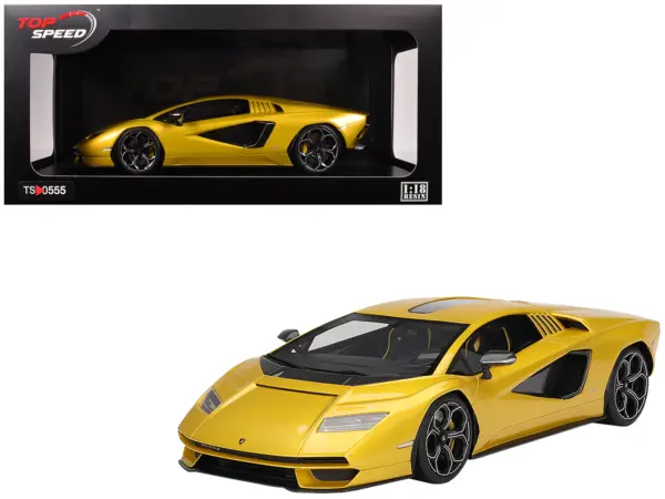 Lamborghini Countach LPI 800-4 New Giallo Orion Gold Metallic 1/18 Model Car by Top Speed #1
