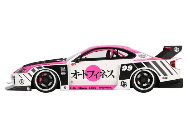 Nissan "LB-Super Silhouette" S15 SILVIA RHD (Right Hand Drive) #99 "Auto Finesse - SEMA 2023" White and Pink 1/18 Model Car by Top Speed #3