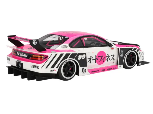 Nissan "LB-Super Silhouette" S15 SILVIA RHD (Right Hand Drive) #99 "Auto Finesse - SEMA 2023" White and Pink 1/18 Model Car by Top Speed #4