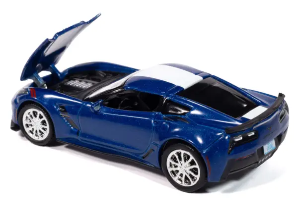 2018 Chevrolet Corvette Grand Sport Admiral Blue with White Stripe "Sports Cars" Series 1/64 Diecast Model Car by Auto World #3
