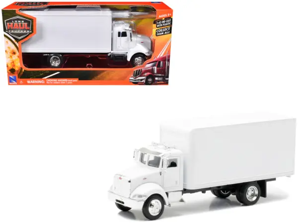 Peterbilt Utility 335 Box Truck White 1/43 Diecast Model by New Ray #1