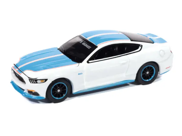 2016 Ford Mustang GT King Premier Edition "Petty's Garage" Oxford White with Petty Blue Stripes "Modern Muscle" Series 1/64 Diecast Model Car by Auto World #2
