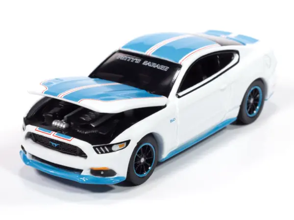 2016 Ford Mustang GT King Premier Edition "Petty's Garage" Oxford White with Petty Blue Stripes "Modern Muscle" Series 1/64 Diecast Model Car by Auto World #3