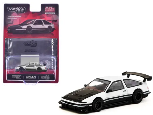 Toyota Sprinter Trueno AE86 Widebody RHD (Right Hand Drive) White and Black with Tarmac Cards "Global64" Series 1/64 Diecast Model by Tarmac Works #1