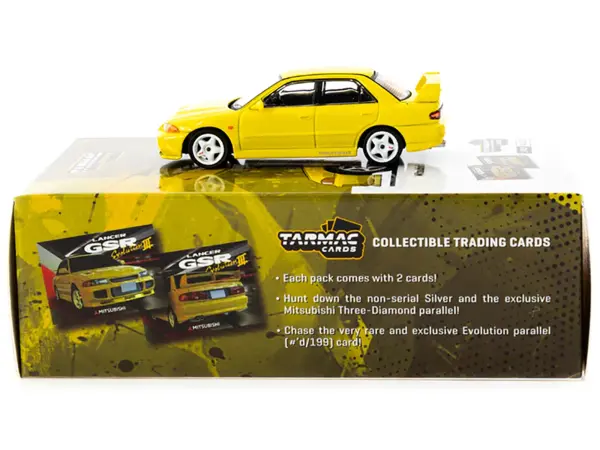 Mitsubishi Lancer GSR Evolution III RHD (Right Hand Drive) Yellow with Tarmac Cards "Global64" Series 1/64 Diecast Model by Tarmac Works #3