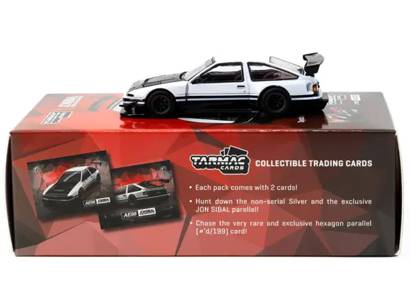 Toyota Sprinter Trueno AE86 Widebody RHD (Right Hand Drive) White and Black with Tarmac Cards "Global64" Series 1/64 Diecast Model by Tarmac Works #3
