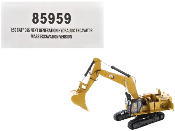 CAT Caterpillar 395 Next Generation Hydraulic Excavator "Mass Excavation Version" Yellow "High Line Series" 1/50 Diecast Model by Diecast Masters #1