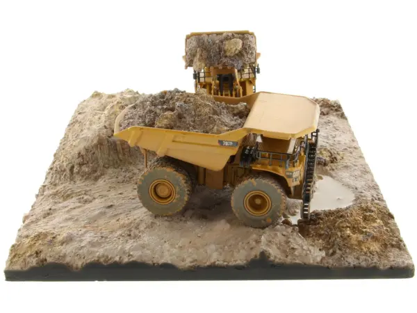 CAT Caterpillar 994K Wheel Loader and 797 Mining Truck Yellow (Weathered) Set of 2 Pieces "Weathered Series" 1/125 Diecast Model by Diecast Masters #4