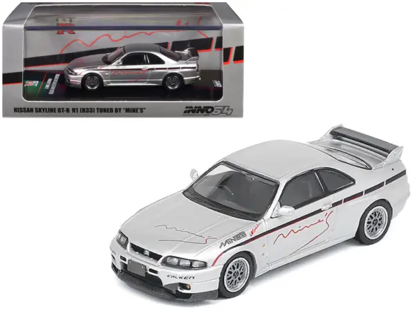 Nissan Skyline GT-R N1 (R33) RHD (Right Hand Drive) "Tuned by Mine's" Silver 1/64 Diecast Model Car by Inno Models #1