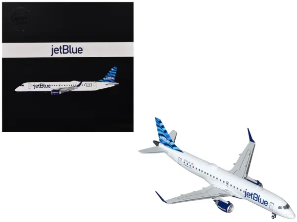 Embraer ERJ-190 Commercial Aircraft "JetBlue Airways" (N323JB) White with Blue Striped Tail "Gemini 200" Series 1/200 Diecast Model Airplane by GeminiJets #1