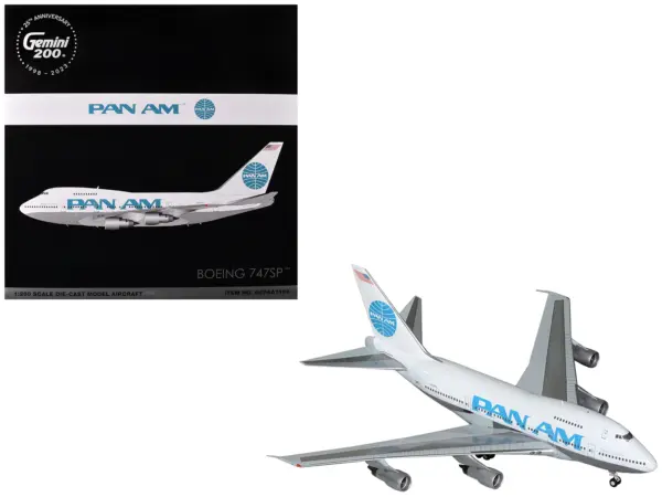 Boeing 747SP Commercial Aircraft "Pan American Airways" (N531PA) White with Blue Tail Graphics "Gemini 200" Series 1/200 Diecast Model Airplane by GeminiJets #1