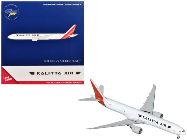 Boeing 777-300ER Commercial Aircraft "Kalitta Air" (N779CK) White with Red Tail 1/400 Diecast Model Airplane by GeminiJets #1