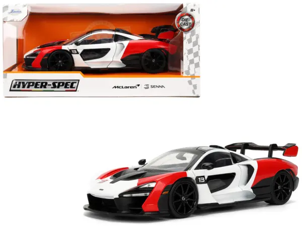 McLaren Senna Red and White with Carbon Hood and Top "HyperSpec" Series 1/24 Diecast Model Car by Jada #1