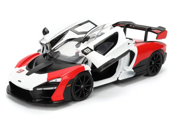 McLaren Senna Red and White with Carbon Hood and Top "HyperSpec" Series 1/24 Diecast Model Car by Jada #2