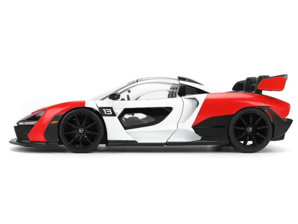 McLaren Senna Red and White with Carbon Hood and Top "HyperSpec" Series 1/24 Diecast Model Car by Jada #3