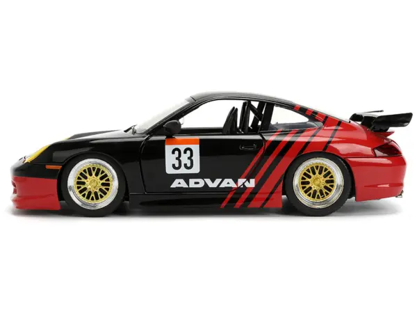 Porsche 911 GT3 RS (996) #33 "ADVAN" Black and Red "Hyper-Spec" Series 1/24 Diecast Model Car by Jada #3