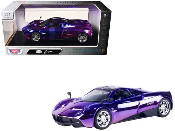 Pagani Huayra Pink and Purple Chrome "Custom Wrap" Series 1/24 Diecast Model Car by Motormax #1