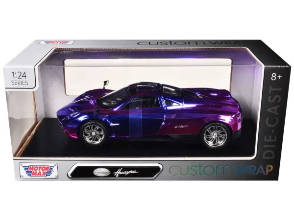 Pagani Huayra Pink and Purple Chrome "Custom Wrap" Series 1/24 Diecast Model Car by Motormax #3