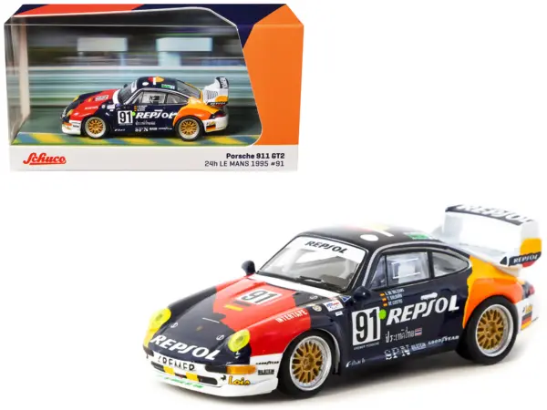 Porsche 911 GT2 #91 Tomas Saldana - Miguel Angel de Castro - Prince Alfonso de Orleans-Borbon "Kremer Racing - Repsol" "24 Hours of Le Mans" (1995) "Collab64" Series 1/64 Diecast Model Car by Schuco & Tarmac Works #1