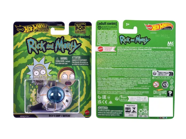 Rick's Ship Silver "Rick and Morty" (2013-Current) TV Series "Pop Culture" Series Diecast Model Car by Hot Wheels #3