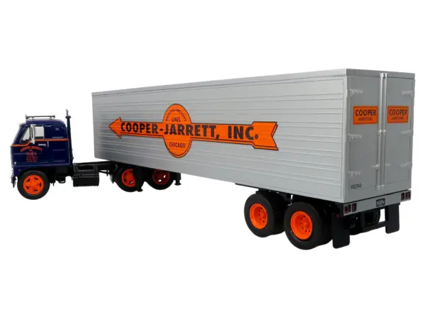 1959 International DCOF-405 Truck with Box Trailer "Cooper Jarrett Inc." Dark Blue with Orange Stripes "North American Vintage Truck Collection" 1/43 Diecast Model by Iconic Replicas #3