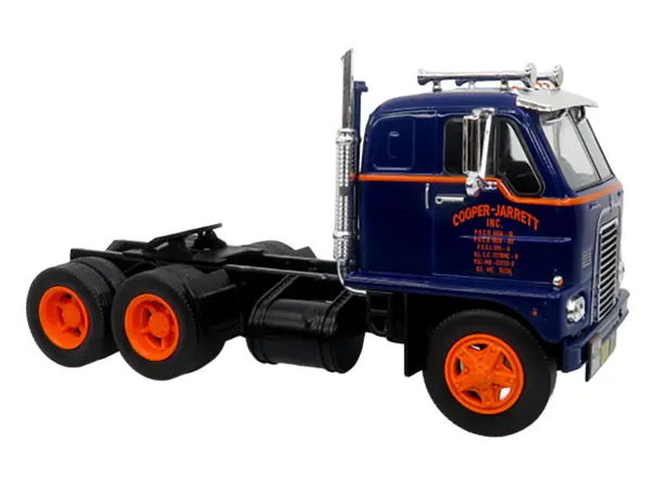 1959 International DCOF-405 Truck with Box Trailer "Cooper Jarrett Inc." Dark Blue with Orange Stripes "North American Vintage Truck Collection" 1/43 Diecast Model by Iconic Replicas #4