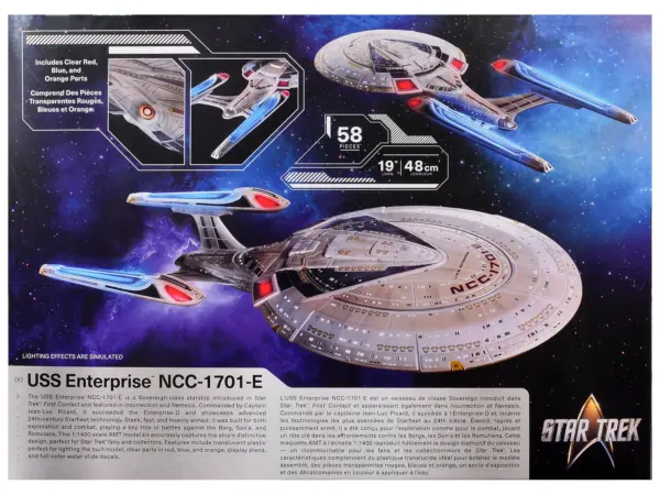 Skill 2 Model Kit U.S.S. Enterprise NCC-1701-E Space Ship "Star Trek: First Contact" (1996) Movie 1/1400 Scale Model by AMT #4