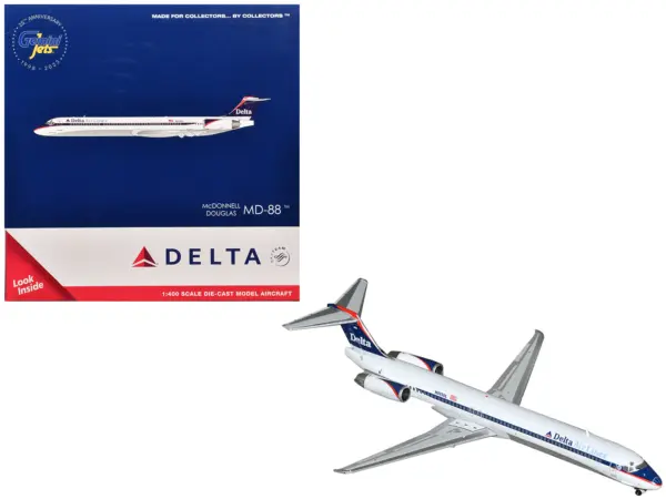 McDonnell Douglas MD-88 Commercial Aircraft "Delta Air Lines" (N925DL) White with Blue and Red Graphics 1/400 Diecast Model Airplane by GeminiJets #1