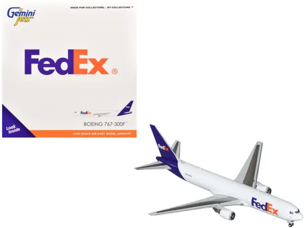Boeing 767-300F Commercial Aircraft "FedEx (Federal Express)" (N144FE) White with Purple Tail 1/400 Diecast Model Airplane by GeminiJets #1