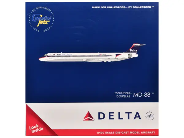 McDonnell Douglas MD-88 Commercial Aircraft "Delta Air Lines" (N925DL) White with Blue and Red Graphics 1/400 Diecast Model Airplane by GeminiJets #3