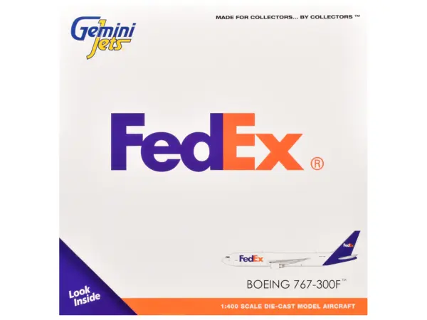 Boeing 767-300F Commercial Aircraft "FedEx (Federal Express)" (N144FE) White with Purple Tail 1/400 Diecast Model Airplane by GeminiJets #3