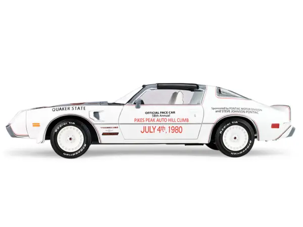 1980 Pontiac Firebird Trans Am T/A "Official Pace Car 58th Annual Pikes Peak Auto Hill Climb" White with Gray Top and Hood Graphics with White Interior 1/24 Diecast Model Car by Greenlight #2
