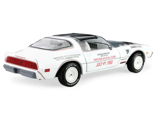 1980 Pontiac Firebird Trans Am T/A "Official Pace Car 58th Annual Pikes Peak Auto Hill Climb" White with Gray Top and Hood Graphics with White Interior 1/24 Diecast Model Car by Greenlight #3