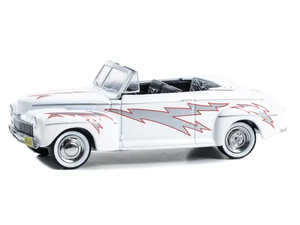 1948 Ford De Luxe Convertible "Greased Lightning" White with Graphics "Grease" (1978) Movie "Hollywood Series" Release 40 1/64 Diecast Model Car by Greenlight #2