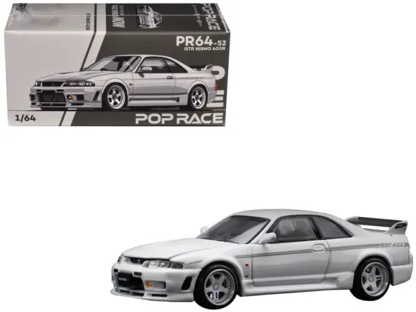 GTR Nismo 400R RHD (Right Hand Drive) White 1/64 Diecast Model Car by Pop Race #1