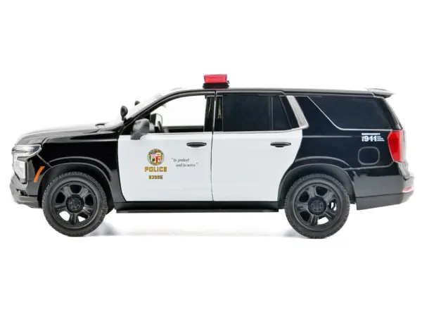2025 Chevrolet Tahoe PPV "LAPD (Los Angeles Police Department)" Black and White with Flashing Light Bar and Front and Rear Lights and Sounds 1/24 Diecast Model Car by Motormax #2