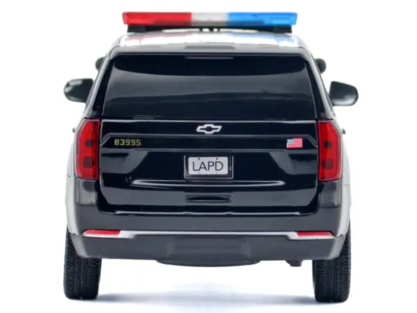 2025 Chevrolet Tahoe PPV "LAPD (Los Angeles Police Department)" Black and White with Flashing Light Bar and Front and Rear Lights and Sounds 1/24 Diecast Model Car by Motormax #4