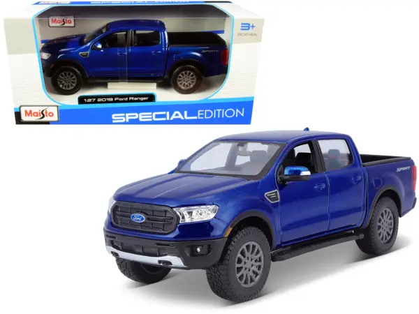 2019 Ford Ranger Lariat Sport Pickup Truck Dark Blue Metallic 1/27 Diecast Model Car by Maisto #1