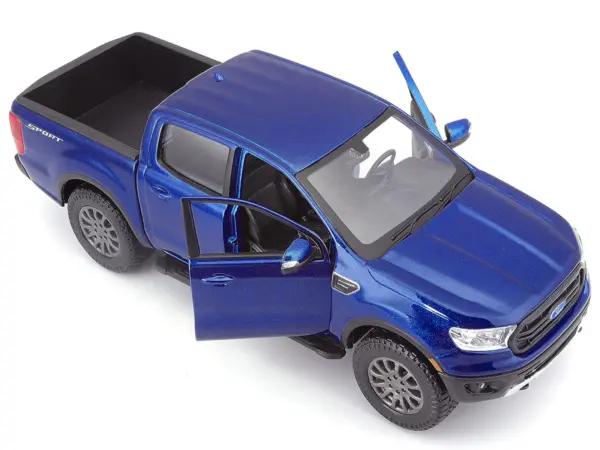 2019 Ford Ranger Lariat Sport Pickup Truck Dark Blue Metallic 1/27 Diecast Model Car by Maisto #3