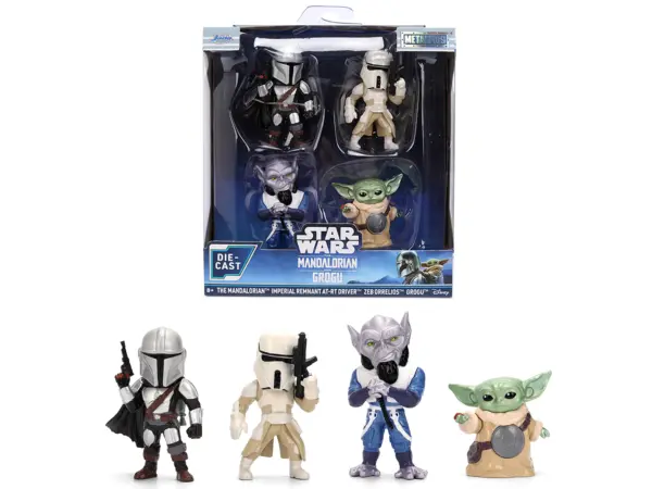 Set of 4 Diecast Figures "Star Wars: The Mandalorian & Grogu" (2026) Movie "Metalfigs" Series Diecast Models by Jada #1
