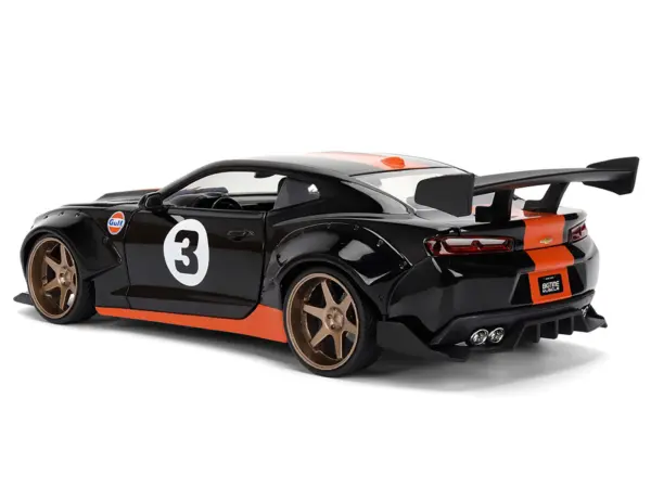 2016 Chevrolet Camaro #3 "Gulf Oil" Black with Orange Stripe "Wide Body" Series 1/24 Diecast Model Car by Jada #5
