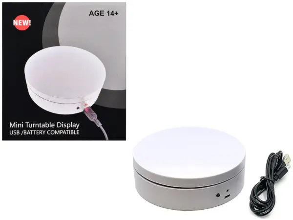 Mini Turntable Rotating Display Stand 4.75" with White Base for 1/64 Scale Model Cars #1