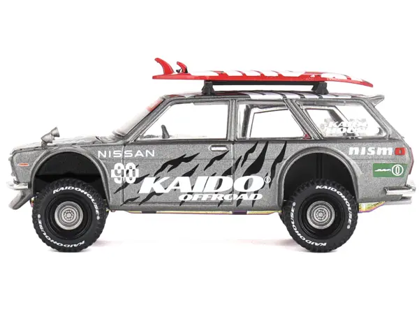 Datsun Kaido 510 Wagon 4x4 RHD (Right Hand Drive) "Kaido Offroad V1" Gray Metallic with Red Interior and Surfboards on Roof (Designed by Jun Imai) "Kaido House" Special 1/64 Diecast Model Car by Mini GT #3