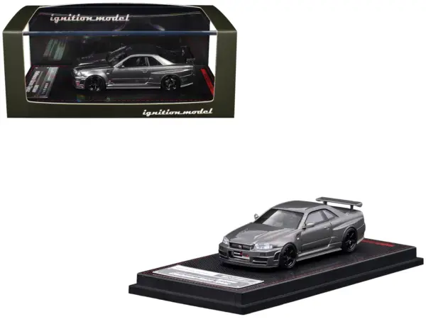 Nissan Skyline GT-R (BNR34) Nismo CRS RHD (Right Hand Drive) Gray Metallic 1/64 Diecast Model Car by Ignition Model #1